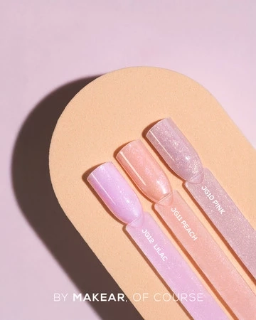 Makear Jelly&Go Shine Peach JG11, żel galaretka peach Makear, żel budujący z drobinkami, żel do przedłużania paznokci peach shine, profesjonalny żel do paznokci Makear