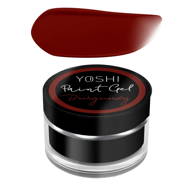 YOSHI Paint Gel Burgundy, żel do zdobień bordo, paint gel 5 ml, zdobienia paznokci bordowe, żel zdobienia YOSHI, NaszePaznokcie.pl