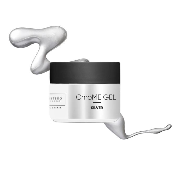 Chrome Gel Silver, metaliczny żel do zdobień, żel paint, Mistero Milano żel, żel do french, efekt chrome paznokcie, żel lustrzany silver, zdobienia paznokci, NaszePaznokcie.pl, mirror, efekt lustra, lustro, lustrzany żel, Chrome, 2350