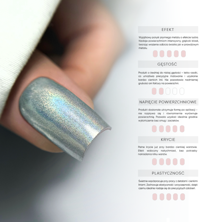 Chrome Gel Holo, paint żel do zdobień, metaliczny żel holograficzny, Mistero Milano żel zdobienia, efekt holo paznokcie, żel do french paznokci, NaszePaznokcie.pl, chrome, lustro, efekt lustra, efekt benzyny, tęczowy, Chrome 2349