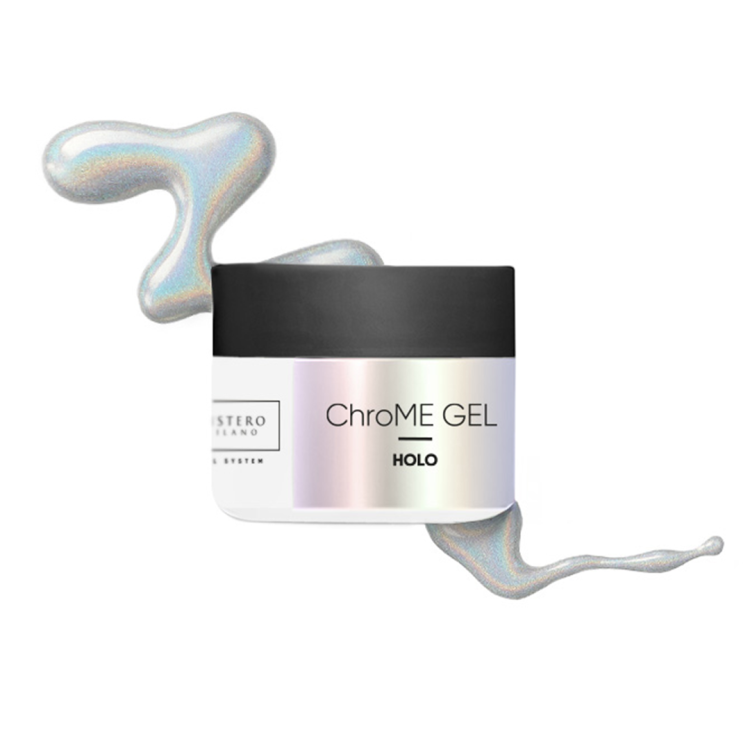 Chrome Gel Holo, paint żel do zdobień, metaliczny żel holograficzny, Mistero Milano żel zdobienia, efekt holo paznokcie, żel do french paznokci, NaszePaznokcie.pl, chrome, lustro, efekt lustra, efekt benzyny, tęczowy, Chrome 2349