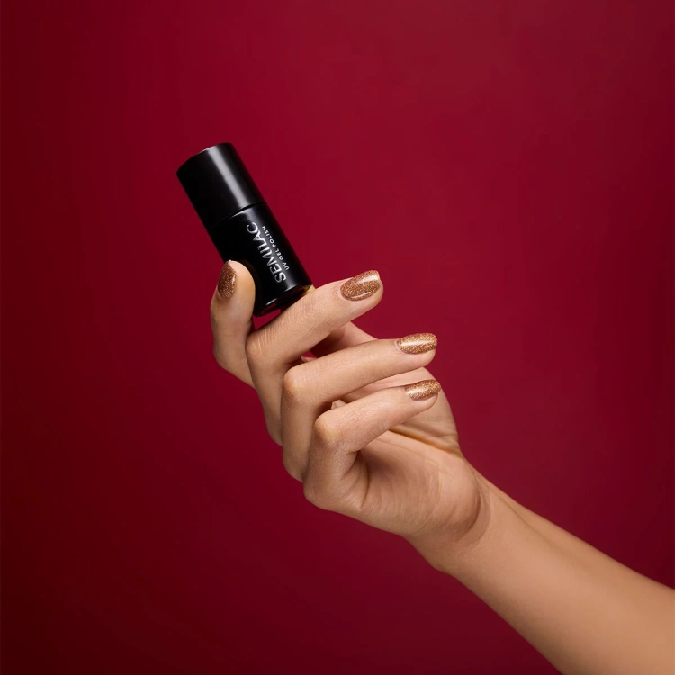 956, Semilac 956 Vintage Gold, lakier hybrydowy złoty, lakiery hybrydowe brokatowe, lakier hybrydowy 7 ml, lakier hybrydowy Semilac Winter Wonderland, lakier hybrydowy do salonu, NaszePaznokcie.pl