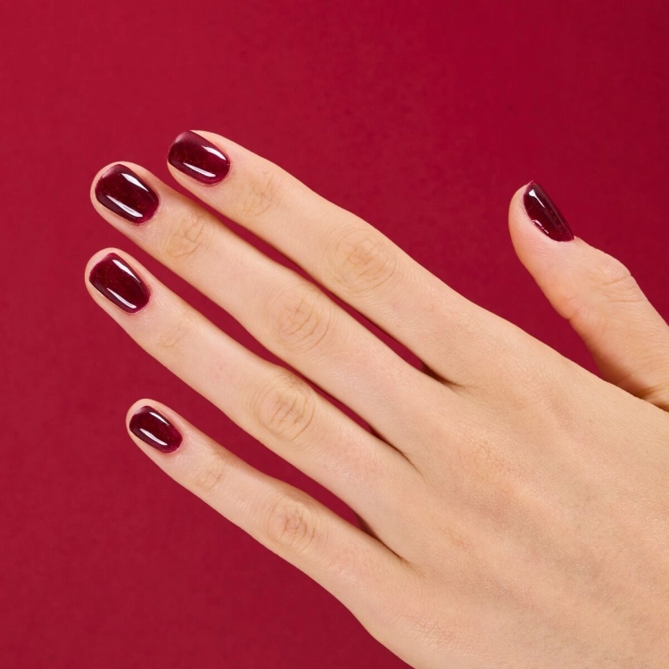 Semilac 954 Silky Rouge, lakier hybrydowy czerwień, lakier hybrydowy z brokatem, lakier hybrydowy 7 ml, Semilac Winter Wonderland, lakier hybrydowy do salonu, NaszePaznokcie.pl