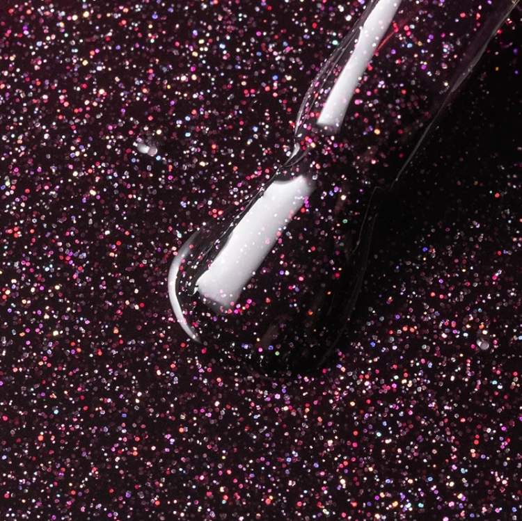 Elarto Lacogel 944, lakier hybrydowy burgund-fiolet, lakier hybrydowy z holograficznym brokatem, lakier hybrydowy 7 ml, Frost Class kolekcja, manicure hybrydowy błysk, NaszePaznokcie.pl