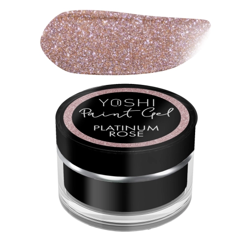 YOSHI Paint Gel Platinum Rose, żel do zdobień różowy, paint gel 5 ml, zdobienia paznokci brokat róż, YOSHI zdobienia, NaszePaznokcie.pl