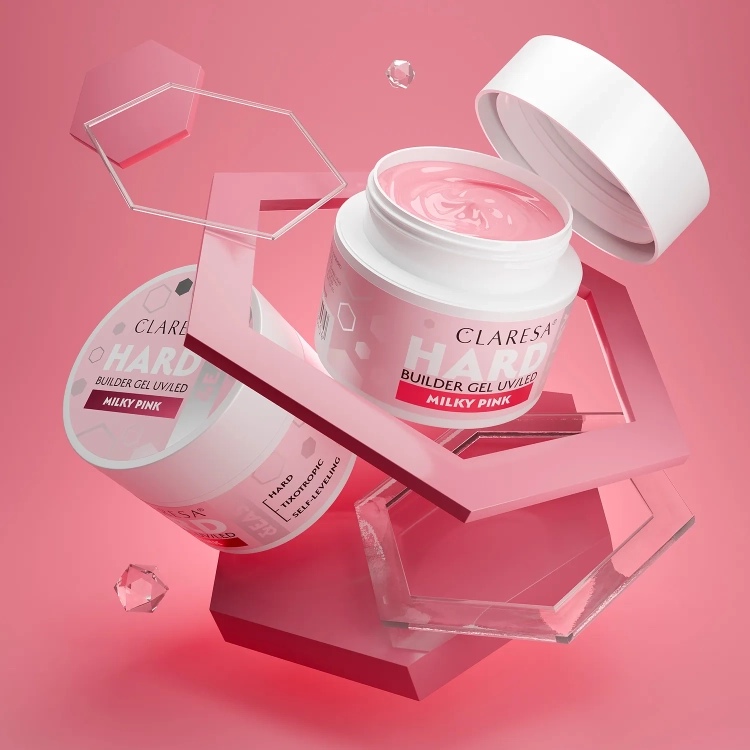 builder gel Claresa, Claresa Milky Pink 45g, żel budujący Milky Pink, żel do przedłużania paznokci, samopoziomujący builder gel, heatless builder gel, twardy builder gel, builder gel 45 g dla stylistek