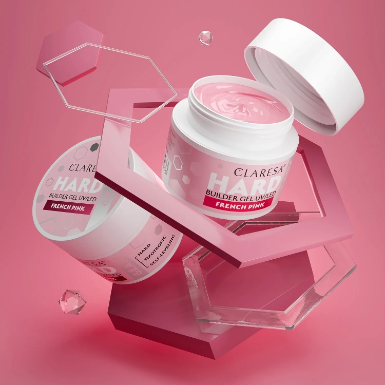 Claresa French Pink, żel budujący Claresa, builder gel 45g, żel do przedłużania paznokci, twardy builder gel, żel French Pink, samopoziomujący builder gel, przedłużanie szablonem żelem