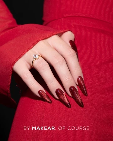 Makear C20, lakier hybrydowy C20, lakier hybrydowy Cat Eye, czerwony lakier hybrydowy, hybryda 8 ml, trwały manicure hybrydowy, lakier hybrydowy HEMA‑free, Makear lakier hybrydowy Cat Eye