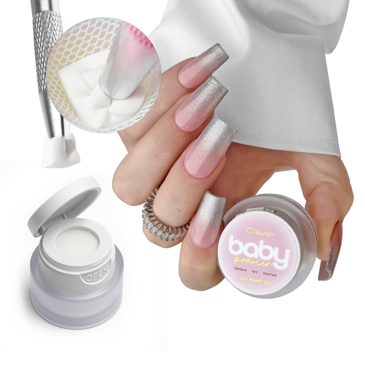 żel 3w1 do ombre paznokci, Clavier Baby Boomer 3w1, paint gel do paznokci, żel do ombre paznokci, żel do zdobień paznokci, żel do stampingu paznokci, manicure ombre Clavier