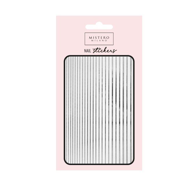 5104, naklejki do paznokci Elastic Stripe Silver, naklejki paznokci srebrne paski, geometryczne naklejki paznokci, nail stickers paski, Mistero Milano naklejki do manicure, dekoracje paznokci srebrne