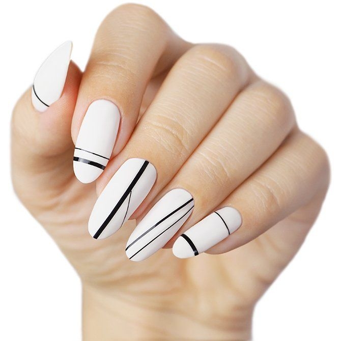 5105, naklejki do paznokci Elastic Stripe Black, czarne naklejki paznokci paski, geometryczne nail stickers, Mistero Milano naklejki, naklejki paznokci minimalistyczne, zdobienia paznokci paski