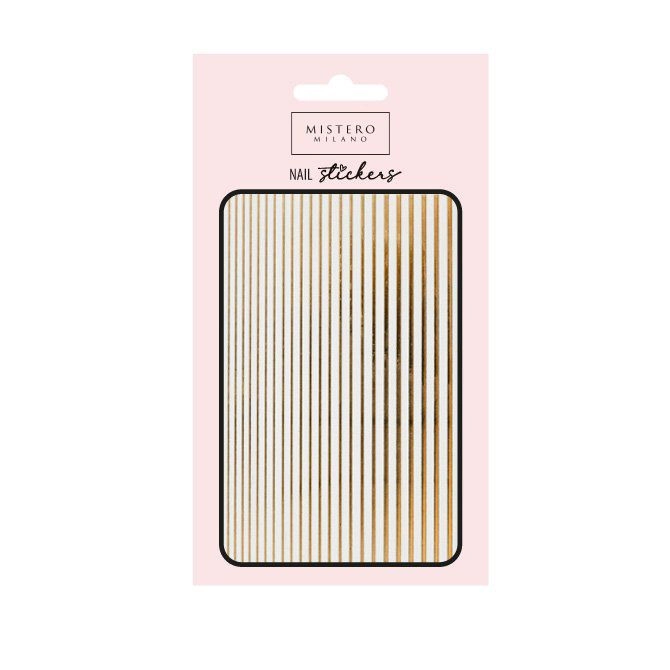naklejki do paznokci Elastic Stripe Gold, złote naklejki paznokci, nail stickers gold stripes, Mistero Milano naklejki, naklejki do manicure hybrydowego, dekoracje paznokci złote