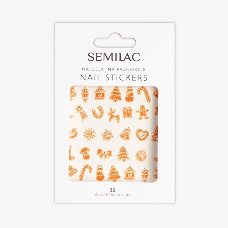 naklejki na paznokcie Semilac 3D, Semilac Gingerbread, świąteczne naklejki na paznokcie, naklejki 3D paznokcie, zimowy manicure naklejki, manicure na święta, naklejki paznokci świąteczne
