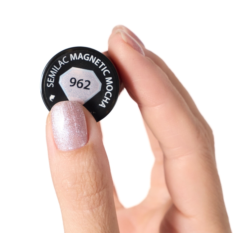 lakier hybrydowy Semilac 962 Magnetic Mocha, lakier magnetyczny Semilac, Semilac Inner Glow, manicure hybrydowy magnetyczny, lakier hybrydowy 7 ml, lakier cat eye, lakier Magnetic Mocha