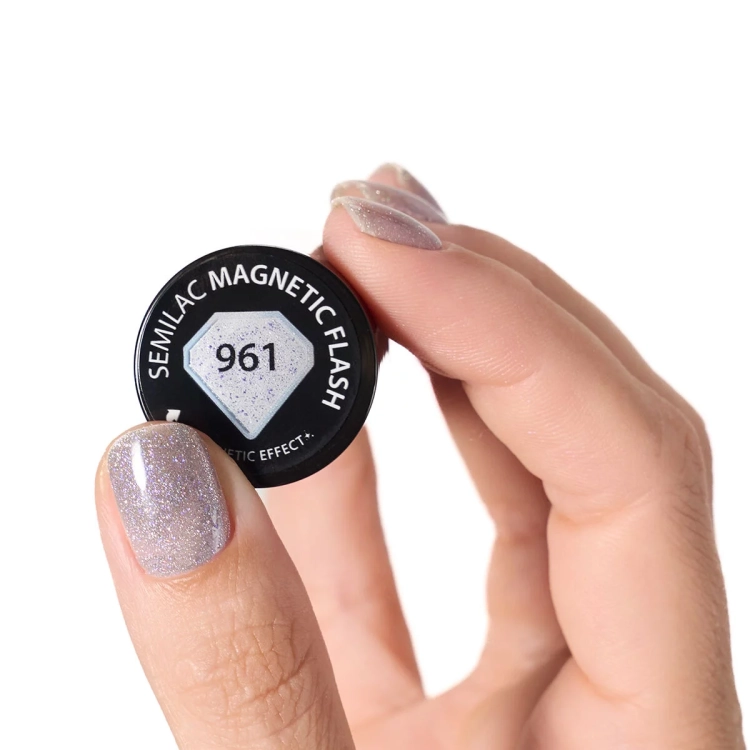 Semilac 961 Magnetic Flash, lakier hybrydowy magnetyczny, lakier hybrydowy Semilac 7 ml, manicure cat eye, magnetic flash effect, lakier hybrydowy glow, trwały lakier do paznokci