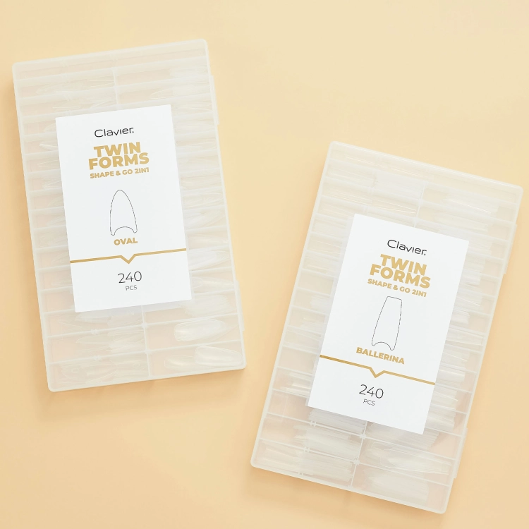 formy do przedłużania paznokci, Clavier TWIN FORMS Balerina, formy 2w1, formy do żelu, formy do akrylu, manicure żelowy, profesjonalne formy paznokci