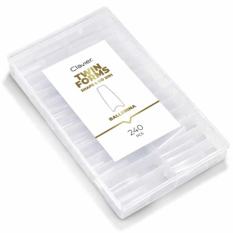formy do przedłużania paznokci, Clavier TWIN FORMS Balerina, formy 2w1, formy do żelu, formy do akrylu, manicure żelowy, profesjonalne formy paznokci