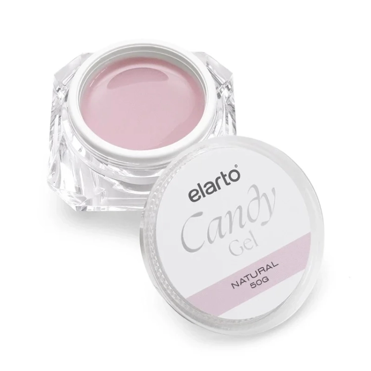 żel budujący gęsty 50g, Elarto Candy Natural UV/LED, żel do modelowania paznokci beżowo różowy, żel przedłużający i wzmacniający, żel stabilny bez spływania, profesjonalny żel do manicure