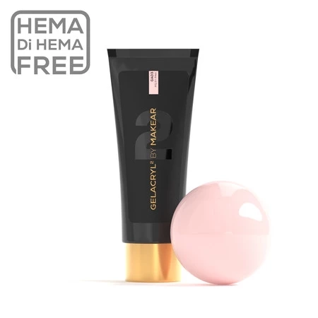 akrylożel Makear, Gelacryl2 Milky Pink GA03, polygel 60 g, mlecznoróżowy akrylożel do paznokci, przedłużanie paznokci, nadbudowa płytki paznokcia, HEMA-FREE akrylożel, stylizacja French, 3D zdobienia paznokci, trwały materiał do stylizacji