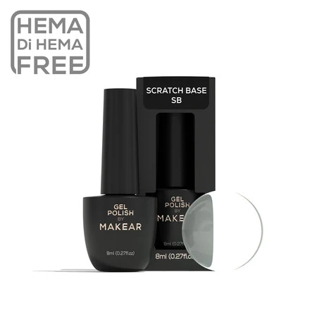 baza do paznokci Makear, Scratch Base CB 8 ml, baza pod żel, baza pod manicure, baza UV/LED do paznokci, przyczepna baza do żeli, baza pod efekty Scratch, trwały manicure, profesjonalna baza Makear