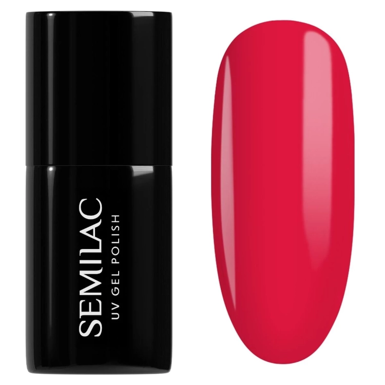 lakier hybrydowy Semilac Sweet Strawberry 794, czerwony lakier hybrydowy kremowy, intensywny lakier hybrydowy do manicure, profesjonalny czerwony lakier hybrydowy