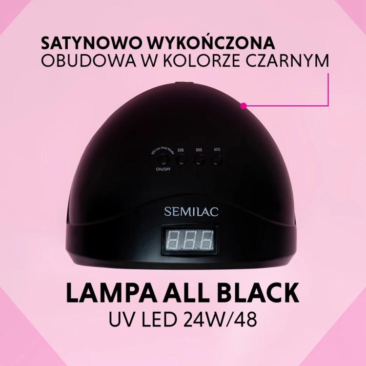 lampa UV LED Semilac All Black, profesjonalna lampa do hybryd i żeli, Dual LED 24W/48W, sensor ruchu UV LED, lampa do manicure Semilac