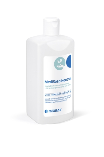 neutralne mydło w płynie, MediSoap Neutral, mydło do higienicznego mycia rąk, delikatne mydło pH 5,5, mydło Medilab, mycie ciała, mycie rąk w placówkach medycznych
