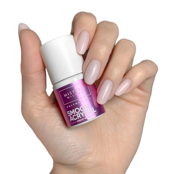2093, SMOOV Acrygel Creamy White Mistero Milano, akrylożel do paznokci, profesjonalny acrygel, mleczno biały akrylożel, akrylożel do wzmacniania paznokci