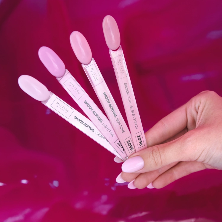 Acrygel SMOOV Light Pink Mistero Milano, akrylożel jasno różowy, akrylożel do paznokci, profesjonalny akrylożel SMOOV, półtransparentny akrylożel Light Pink