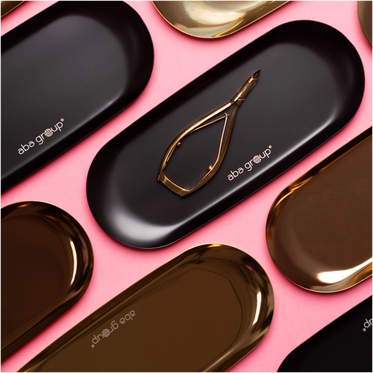 tacka na narzędzia Aba Group, tacka do manicure czarna, organizer narzędzi kosmetycznych, tacka ze stali nierdzewnej, tacka do dezynfekcji narzędzi, akcesoria do manicure i pedicure, trwała tacka narzędziowa, 23,5 x 9 cm tacka