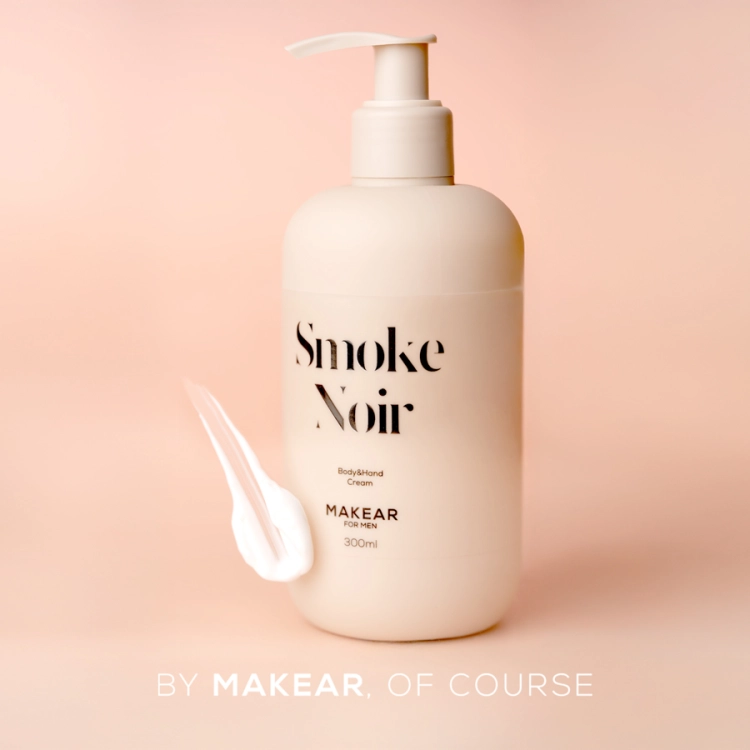 balsam do dłoni i ciała Makear, Smoke Noir balsam 300 ml, balsam unisex z perfumowanym zapachem, pielęgnacja skóry dłoni i ciała, intensywne nawilżenie skóry, regenerujący balsam Makear, balsam z masłem shea