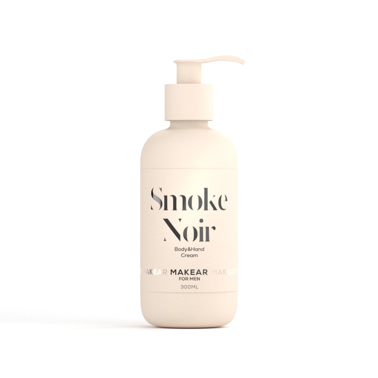 balsam do dłoni i ciała Makear, Smoke Noir balsam 300 ml, balsam unisex z perfumowanym zapachem, pielęgnacja skóry dłoni i ciała, intensywne nawilżenie skóry, regenerujący balsam Makear, balsam z masłem shea