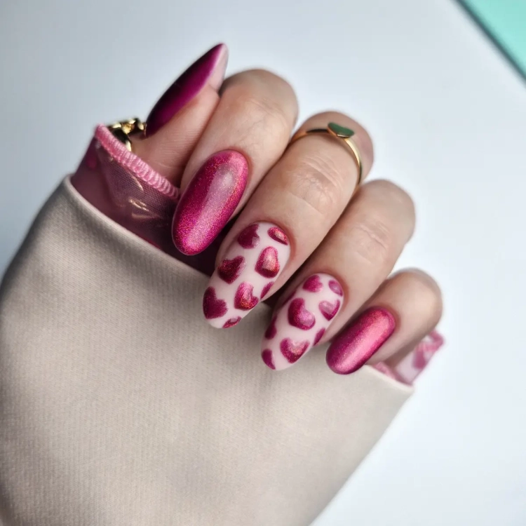 Yoshi Heat Check 262, malinowy lakier hybrydowy cat eye, lakier hybrydowy Yoshi 6 ml, malinowy cat eye hybryda, profesjonalny lakier hybrydowy Yoshi, lakier hybrydowy z różowym refleksem