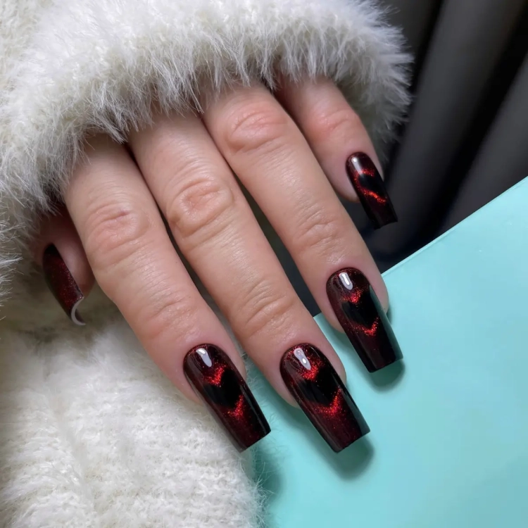 Yoshi Hot Zone 265, lakier hybrydowy Yoshi czerwony Cat Eye, intensywna czerwień hybrydowy Yoshi, lakier hybrydowy Fireline Cat Eye, lakier hybrydowy 6 ml