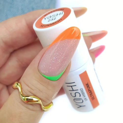 lakier hybrydowy Yoshi Ultrapunk 232, lakier hybrydowy neonowy pomarańczowy, Neonarchy 232, profesjonalny lakier hybrydowy 6 ml, intensywny lakier neonowy.