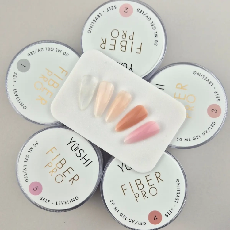 Yoshi Fiber PRO Gel No3 50ml, żel samopoziomujący budujący paznokcie, żel budujący z mikrowłóknami Fiberglass, żel UV LED do przedłużania paznokci, neutralny żel budujący Yoshi