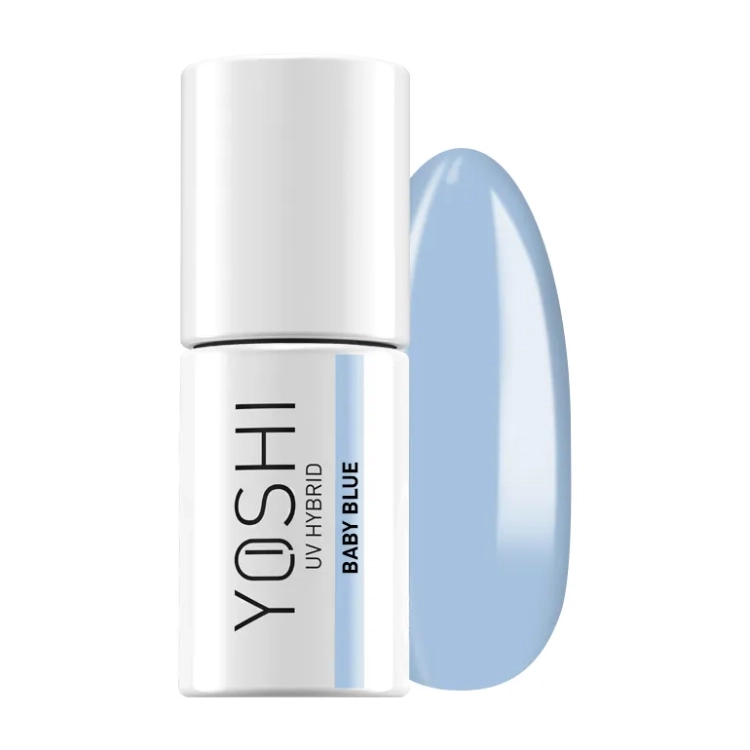 lakier hybrydowy Yoshi Baby Blue 801, pastelowy lakier hybrydowy niebieski, Yoshi kolekcja Cooltove Pastelove, profesjonalny lakier hybrydowy 6 ml, delikatny błękit manicure