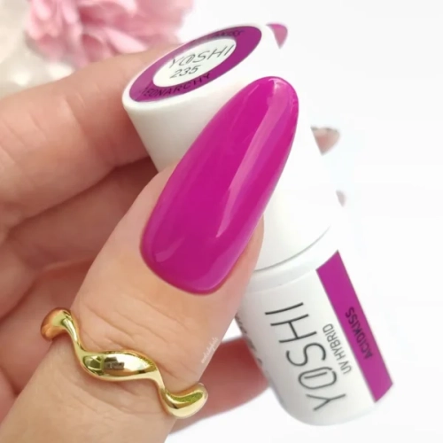 lakier hybrydowy Yoshi Acidkiss 235, neonowy fiolet lakier hybrydowy, kolekcja Neonarchy lakier, profesjonalny lakier hybrydowy 6 ml