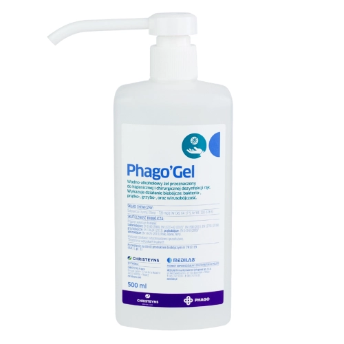 Phago'Gel, żel do dezynfekcji rąk, Medilab, dezynfekcja higieniczna, dezynfekcja chirurgiczna, bezpieczny dla skóry
