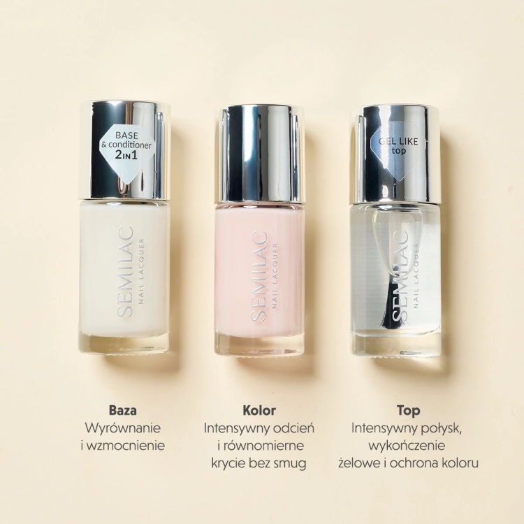 Semilac smoothing base 9 ml, baza do lakierów klasycznych Semilac, wygładzająca baza do paznokci, baza pod lakier klasyczny Semilac, baza wyrównująca płytkę paznokcia, profesjonalna baza do manicure klasycznego