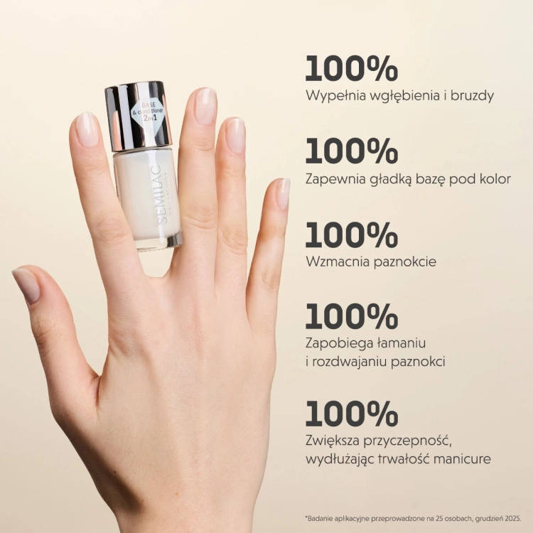 Semilac smoothing base 9 ml, baza do lakierów klasycznych Semilac, wygładzająca baza do paznokci, baza pod lakier klasyczny Semilac, baza wyrównująca płytkę paznokcia, profesjonalna baza do manicure klasycznego