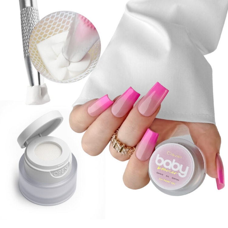 baby boomer żel 3w1 Clavier, profesjonalny żel do ombre paznokci, żel do zdobień i stampingu, paint gel do nail art, żel do stylizacji ombre baby boomer, żel do salonu stylizacji paznokci