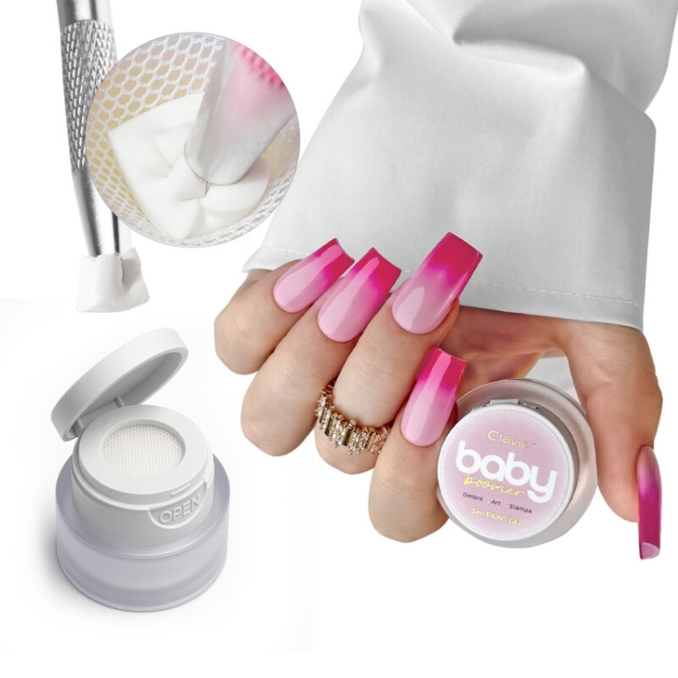 żel baby boomer 3w1 Clavier do ombre i zdobień, profesjonalny żel do stampingu i nail art, paint gel do baby boomer, żel do stylizacji paznokci Clavier dla stylistek, żel do ombre paznokci profesjonalny