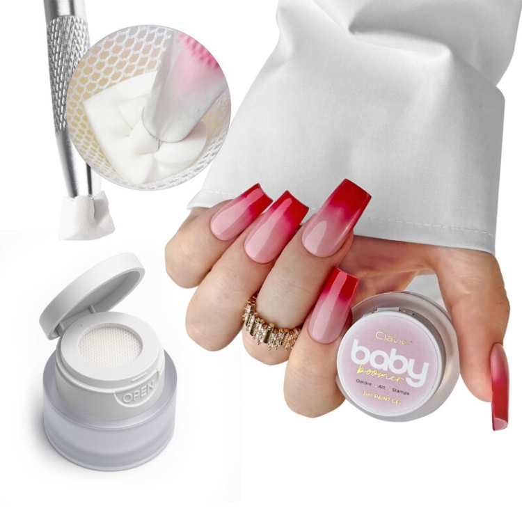 profesjonalny paint gel do ombre paznokci, żel do baby boomer Clavier, żel 3w1 do zdobień i stampingu, intensywnie napigmentowany żel do nail art, żel do cieniowania ombre dla stylistek paznokci, profesjonalny żel do zdobień paznokci salonowy