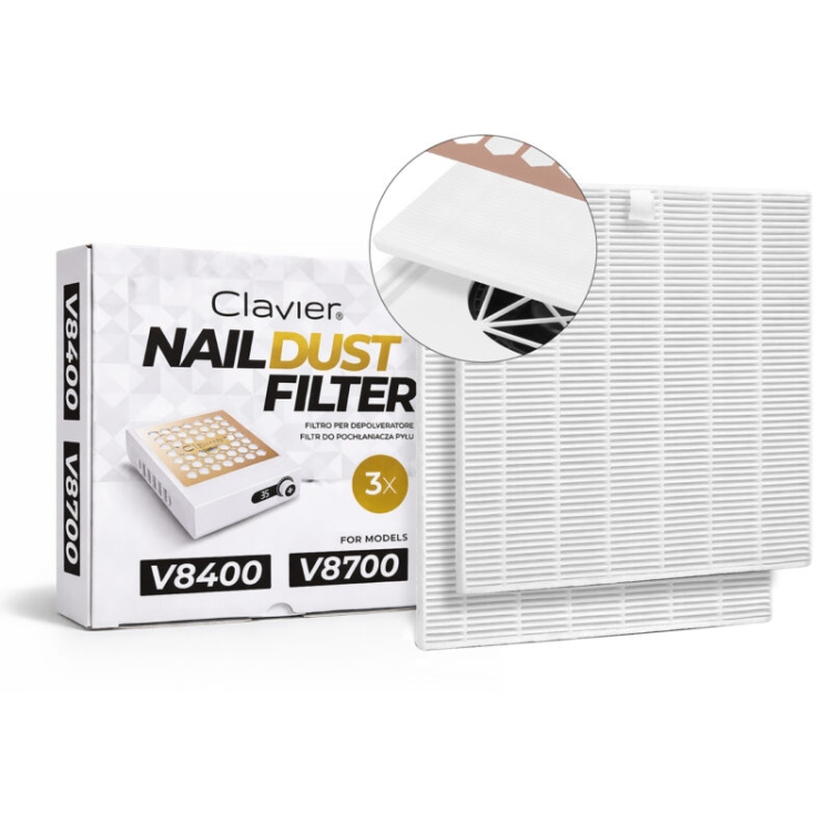 filtr kasetkowy do pochłaniacza pyłu Clavier, filtr do pochłaniacza manicure, filtr wielorazowy do pochłaniacza, filtr do pochłaniacza pyłu salon manicure, filtr kasetowy Clavier do hybryd