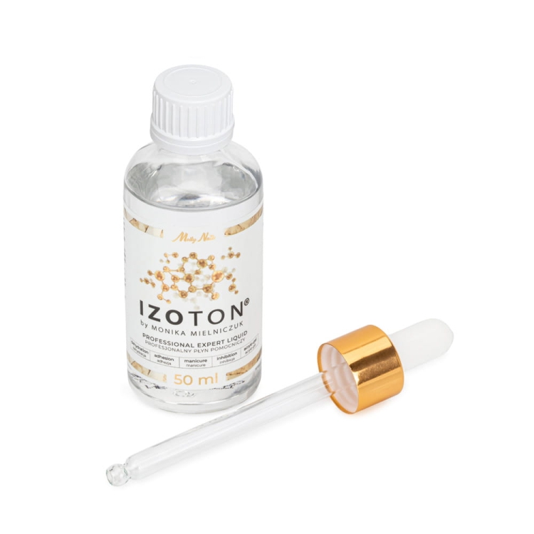 IZOTON płyn pomocniczy do paznokci, odtłuszczanie płytki, dehydratacja płytki, adhezja manicure, preparat profesjonalny Molly Nails, przygotowanie paznokci pod acrylo-gel