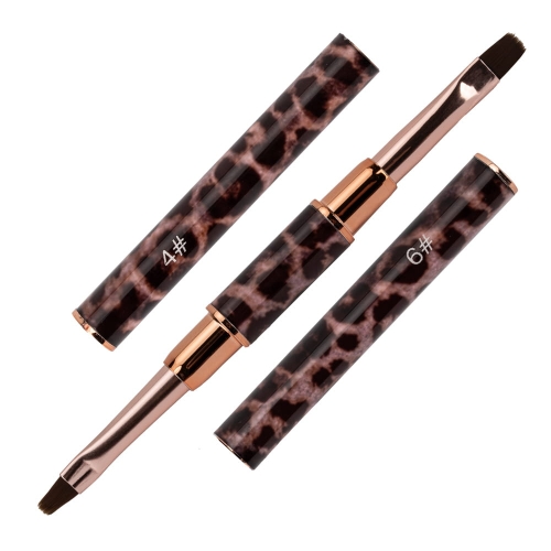 pędzelek dwustronny do żelu, narzędzie 2w1 do paznokci, pędzelek nr 4 i nr 6, owalny pędzelek panterka, akcesoria do stylizacji żelu