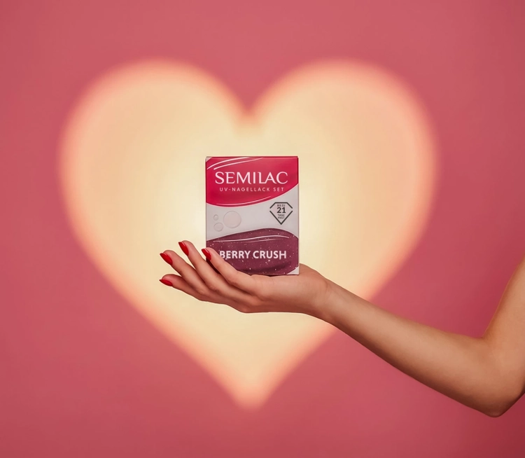 zestaw Semilac Berry Crush, zestaw lakierów hybrydowych Semilac, czerwone lakiery hybrydowe Semilac, oliwka do paznokci Semilac zestaw