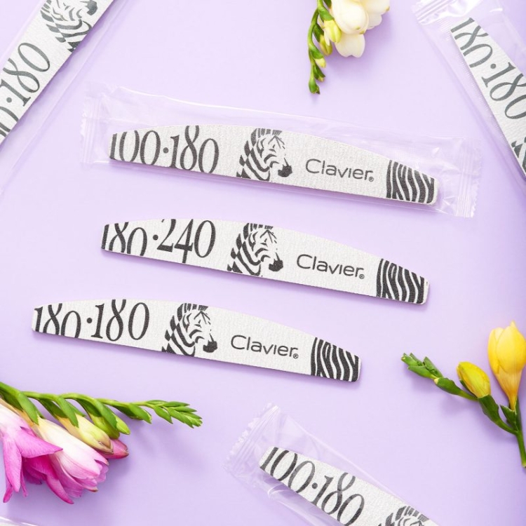 pilnik do paznokci 180/180 Clavier łódka, pilniki zebra Clavier 10 szt, pilniki manicure profesjonalne, narzędzia dla stylistek paznokci, pilnik do formowania naturalnych paznokci
