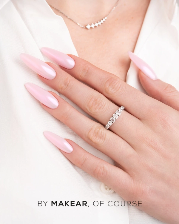 pyłek w płynie Hailey Pink, Makear BH02, efekt tafli manicure, opalizacja paznokci, pyłek płynny Makear